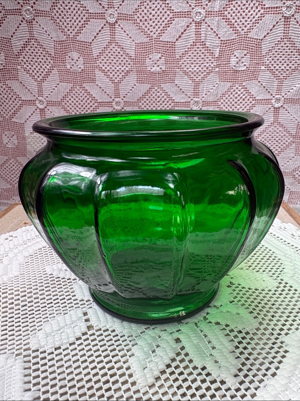 Vintage 1960’s/1970’s Emerald Green Glass Vase / Planter USA